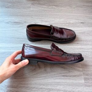 NWOT Mango Women’s Burgundy Leather Penny Loafers US 6/EU 36